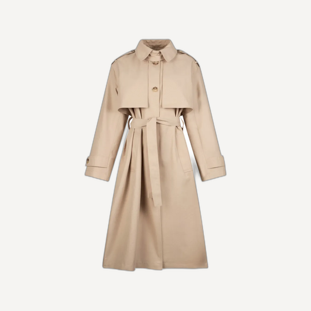 double-breasted belted trench coat