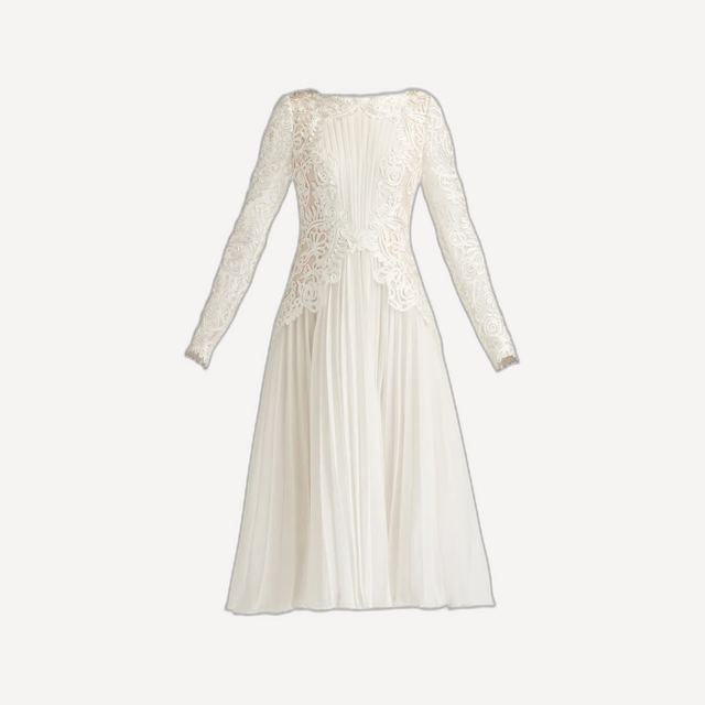 lace pleated dress