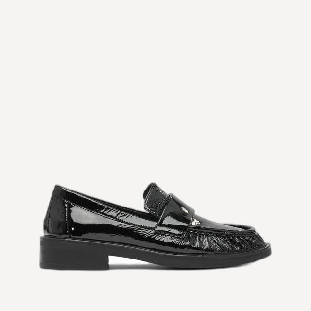 leather ruffle-detail loafers
